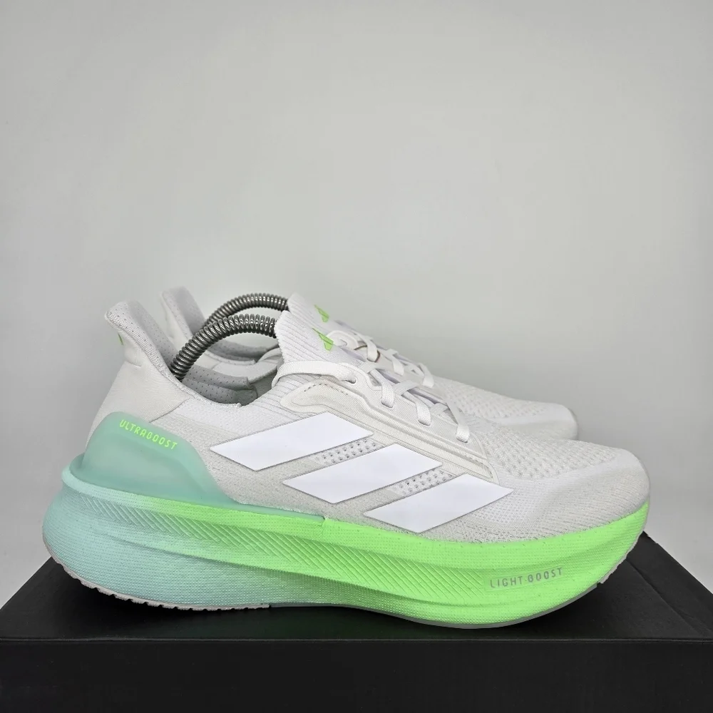 New Adidas UltraBoost 5X White Lime Burst JQ2927 Women's Running Shoes Size 6.5